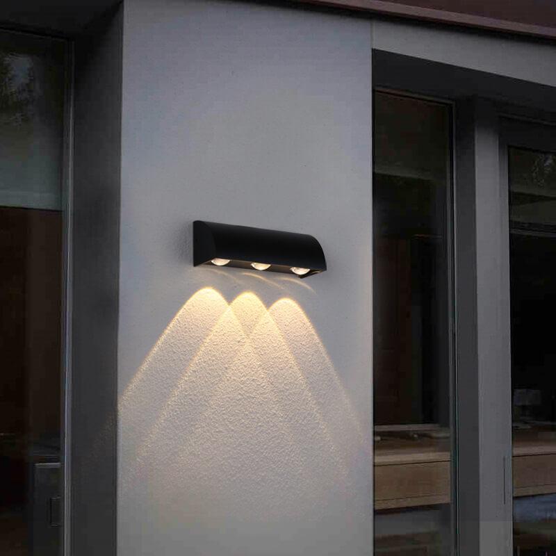 Applique murale extérieure étanche à 3 lumières LED cylindrique moderne en aluminium 
