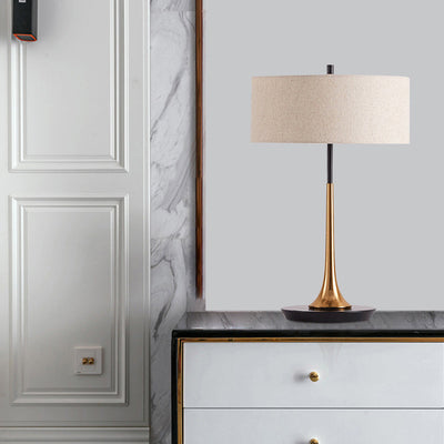 Nordische minimalistische Säulenstoff 1-Licht Tischlampe 