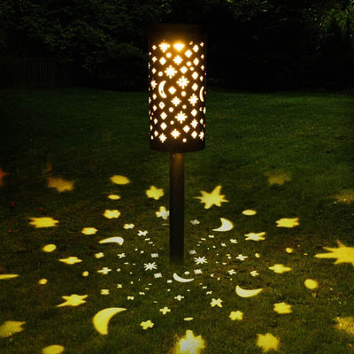 Solar-Eisenlaterne-Stern-Mond-LED im Freien wasserdichte Rasen-Garten-Stehlampe 