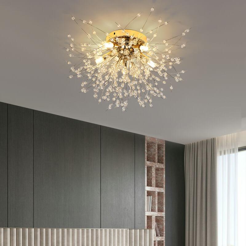 Modern Creative Dandelion Crystal 5/6/8 Light Semi-Flush Mount Ceiling Light