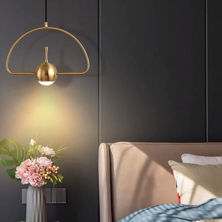 Lampe suspendue LED à 1 lumière avec anneau en fer doré créatif nordique 