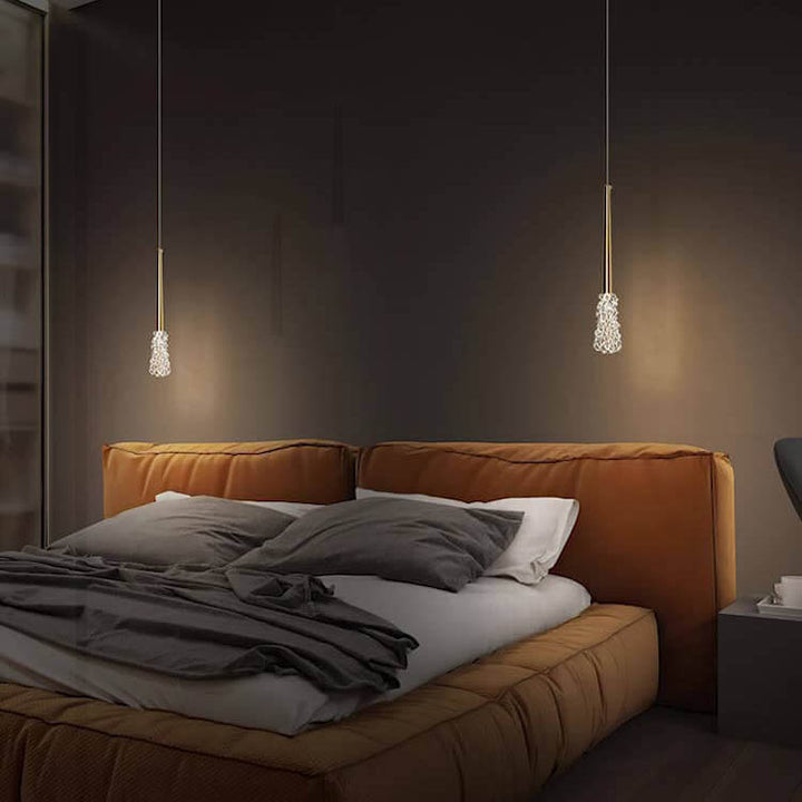 Modern Copper Clear Glass Tapered 1/2 Light Pendant Light