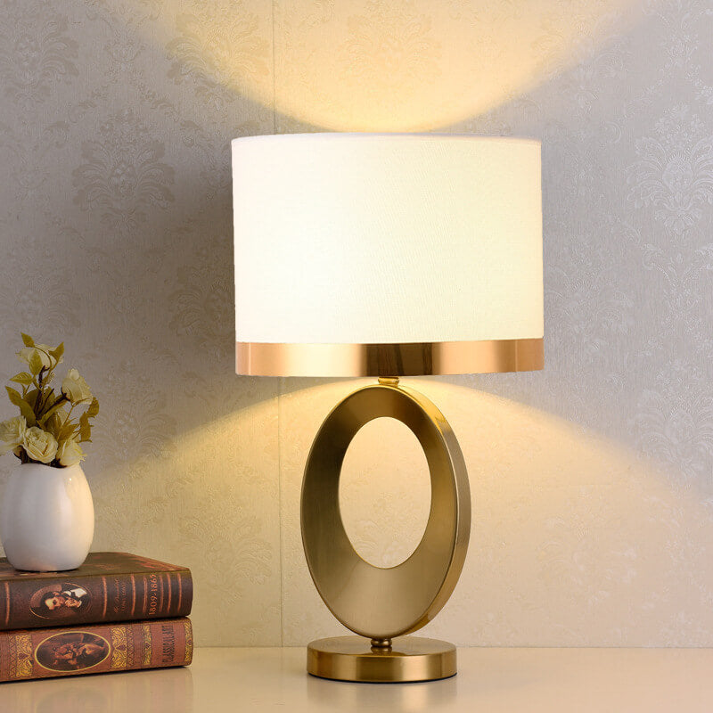Moderner Luxusstoff-Ringfuß 1-Licht Tischlampe 