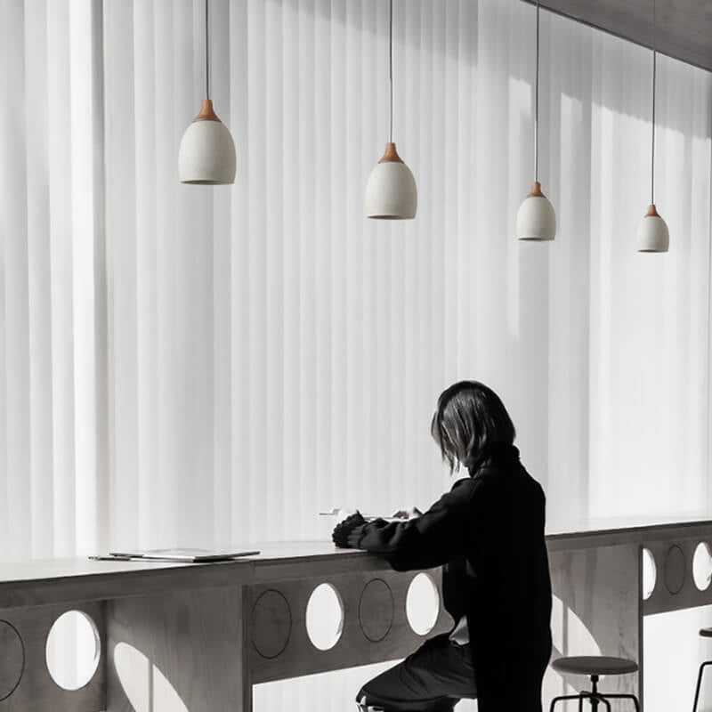Suspension Luminaire Minimaliste en Dôme de Ciment à 1 Lumière 