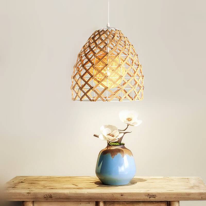 Creative Hemp Rope Weaving Hemp Balls 1-Light Pendant Light