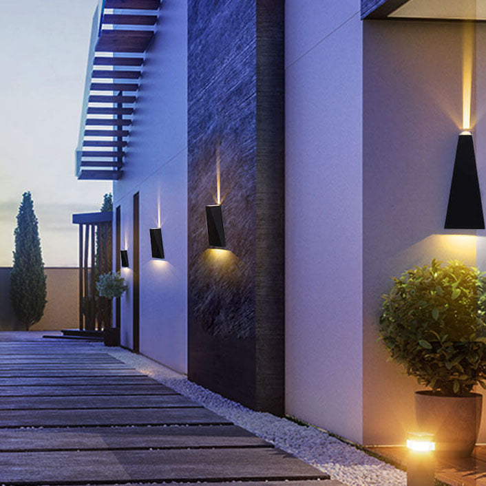 Lámpara de Aplique de Pared LED Impermeable para Exteriores Trapezoidal Simple de 2 Luces 