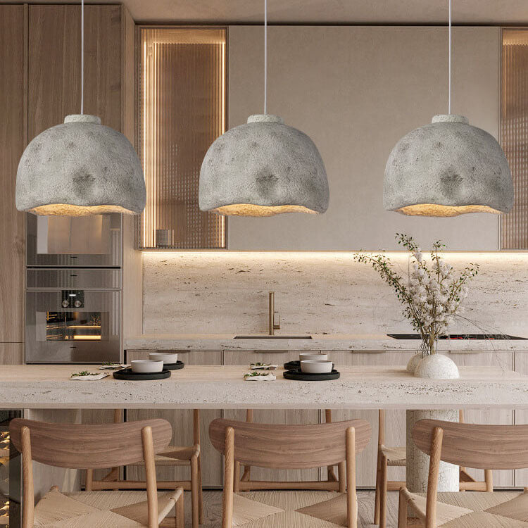Lampe suspendue rétro à 1 lumière en forme de dôme en polystyrène faite à la main 