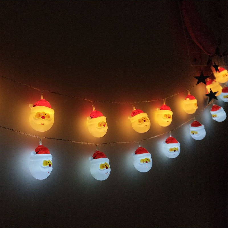 Lumières de Noël Père Noël Guirlande Lumineuse Décoration de Fête Patio 10/20 Lumières à Piles 