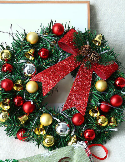 Christmas Wreath Branches Bells Christmas Lights String Decoration Lights