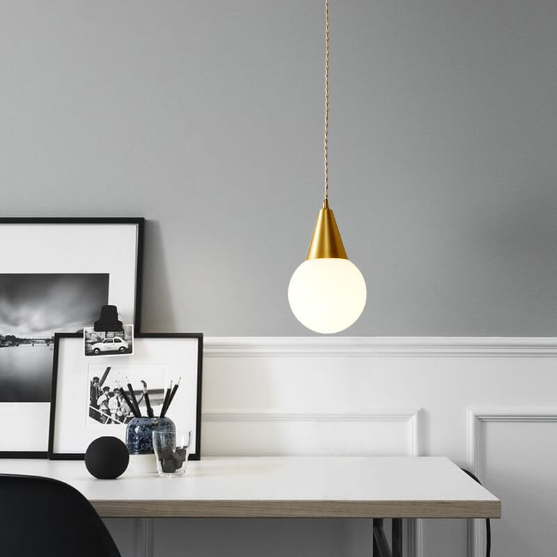 Nordic Creative Cone Messing Glas Orb 1-Licht Pendelleuchte 