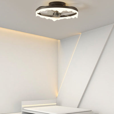 Minimalist Round Acrylic Border LED Semi-Flush Mount Ceiling Fan Light