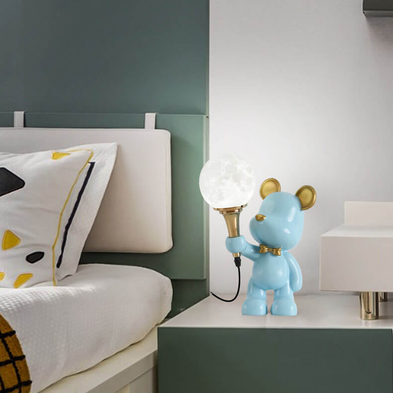 Creative Cartoon Bear Resin 1-Light Night Light Table Lamp