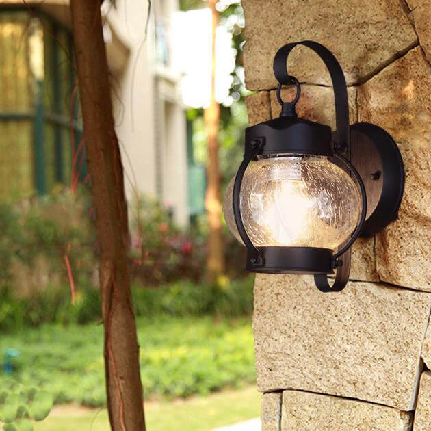 Retro Aged Lantern Outdoor Waterproof 1-Light Wall Sconce Lamp
