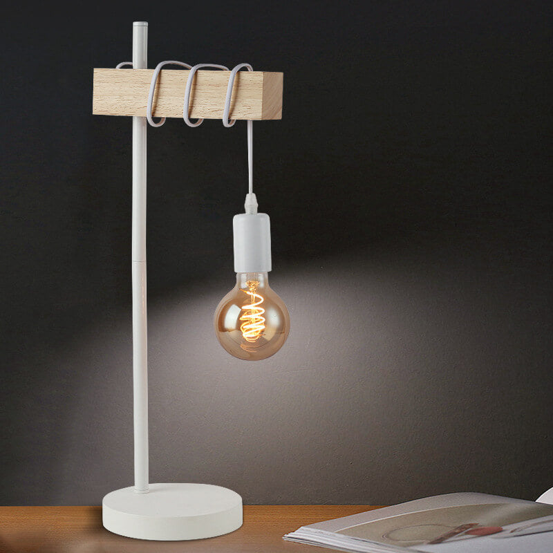 Vintage Creative Metal Tube Wooden 1-Light Table Lamp