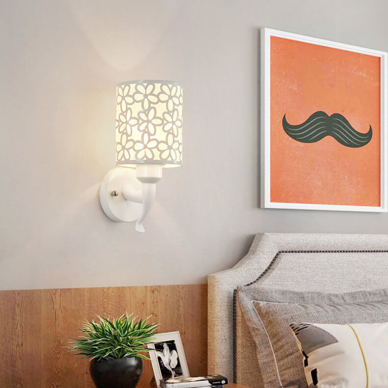 Modern Column Floral Shade 1-Light Wall Sconce Lamp