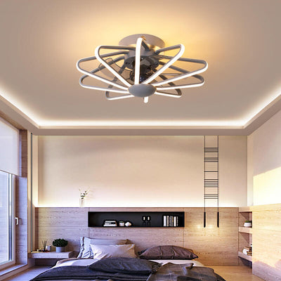 Nordic Cage Shape LED Semi-Flush Mount Ceiling Fan Light