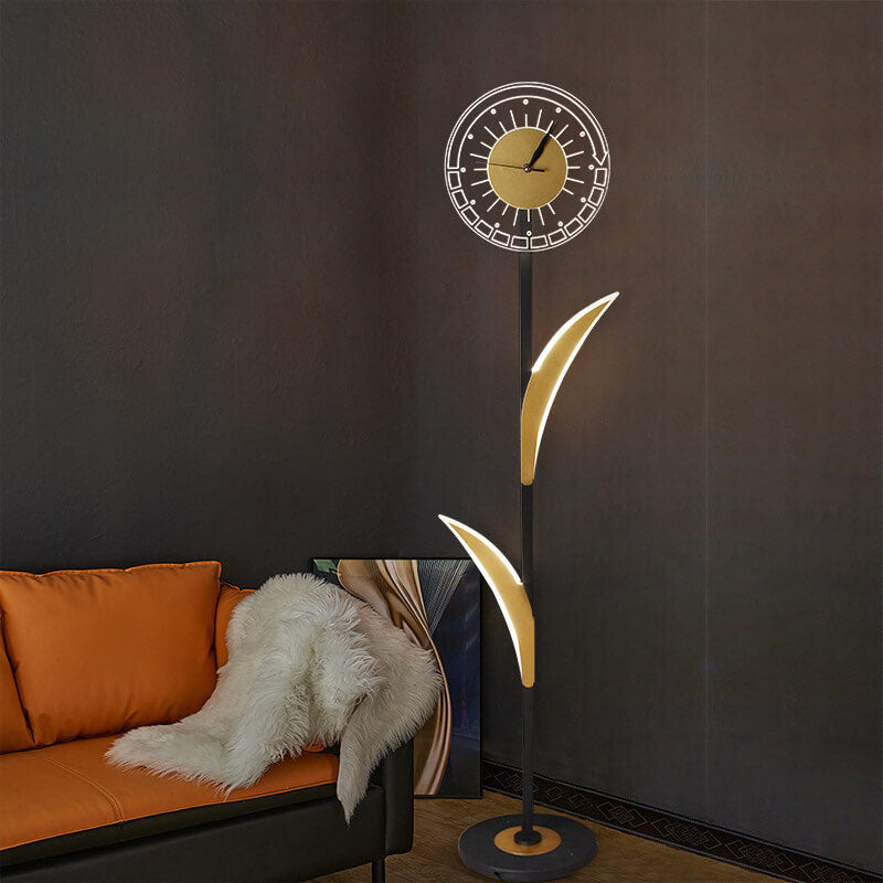 Modern Creative LED Art Standing Floor Lamp with Clock