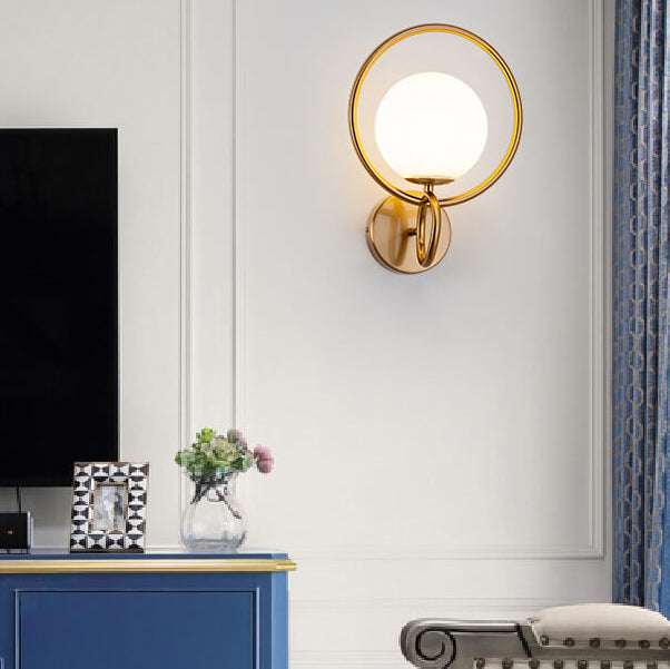 Lampe murale à une lumière avec abat-jour globe circulaire créatif moderne 