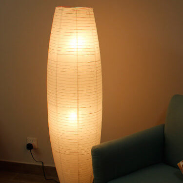 Nordischer minimalistischer Reispapier-Säulen-Stehlampe mit 2 Lichtern 