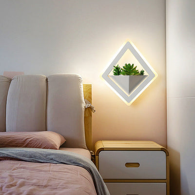 Modern Square Iron Plants Acrylic LED Wall Sconce Lamp