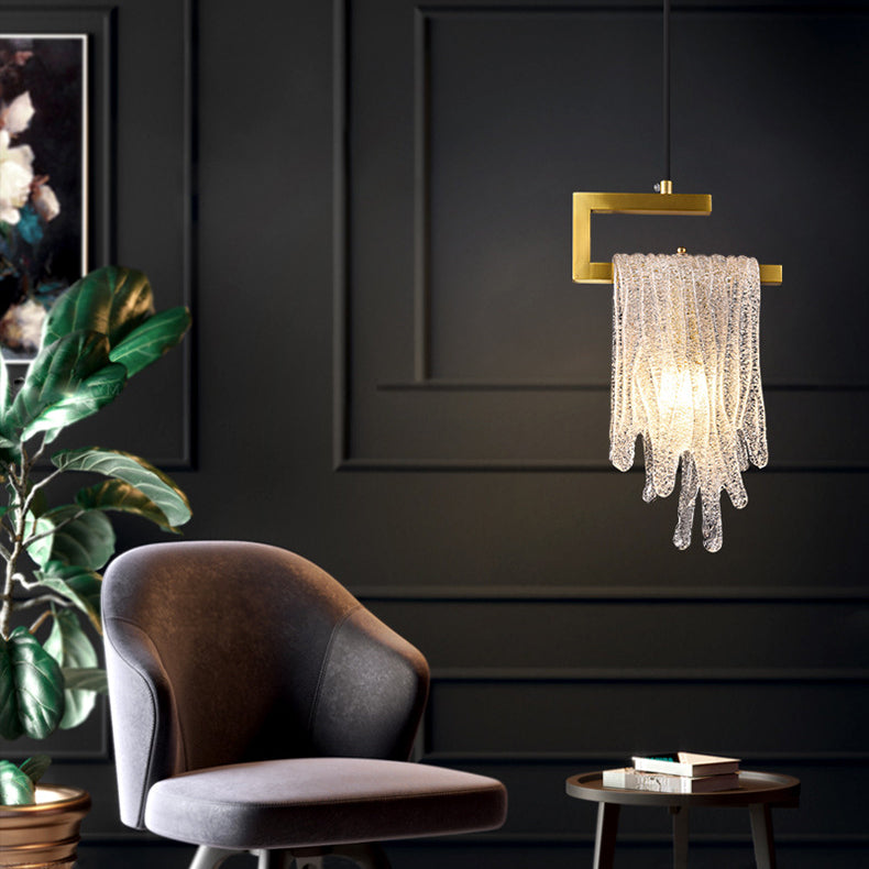 Lampe suspendue LED en laiton et verre gel de luxe moderne