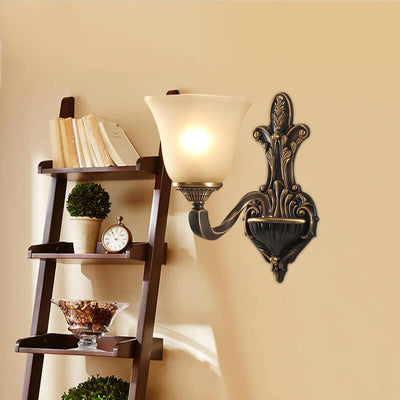 Rustic Idyllic Glass Shade 1/2 Light Wall Sconce Lamp