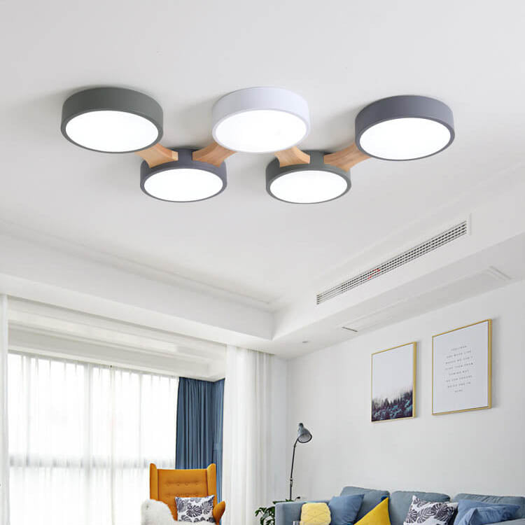 Modern Macaron Circle 3/4/5/8 Light LED Flush Mount Ceiling Light