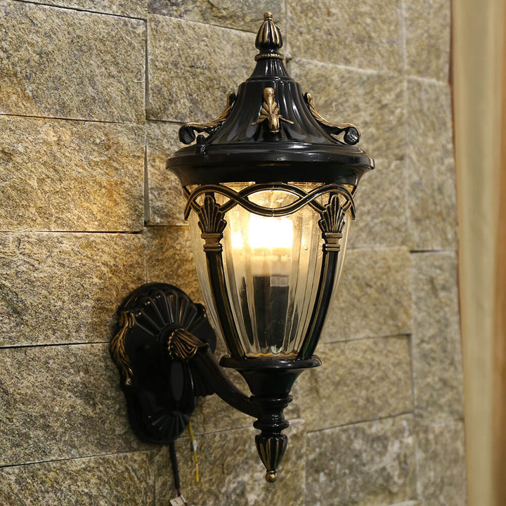 Farol de arce europeo para exteriores, lámpara de pared impermeable de 1 luz 