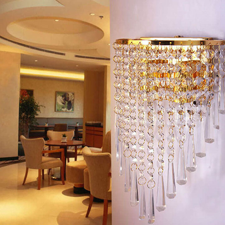 Lámpara Aplique de Pared de 2 Luces con Borlas de Cristal de Lujo Moderno 