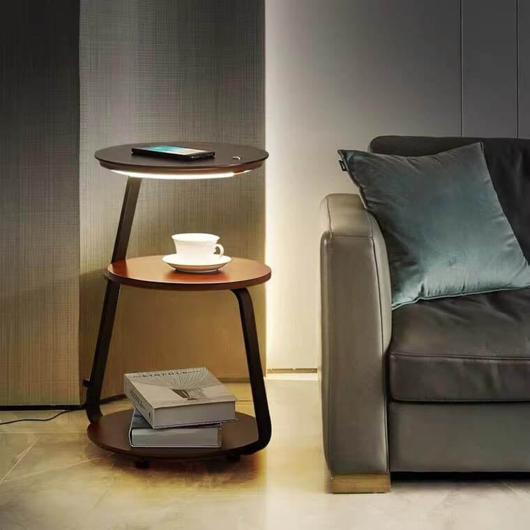 Modern Minimalist Column Storage Shelf Wireless Charging LED One Floor Lamp