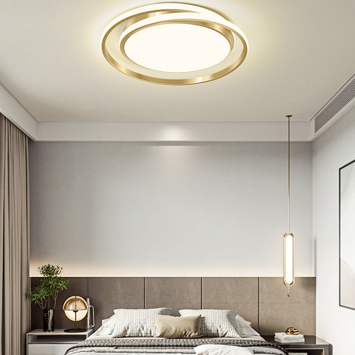 Plafonnier LED à montage encastré, lumière moderne et de luxe, cercle doré 