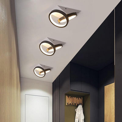 Modern Minimalist Circle 2-Light LED Semi-Flush Mount Ceiling Light