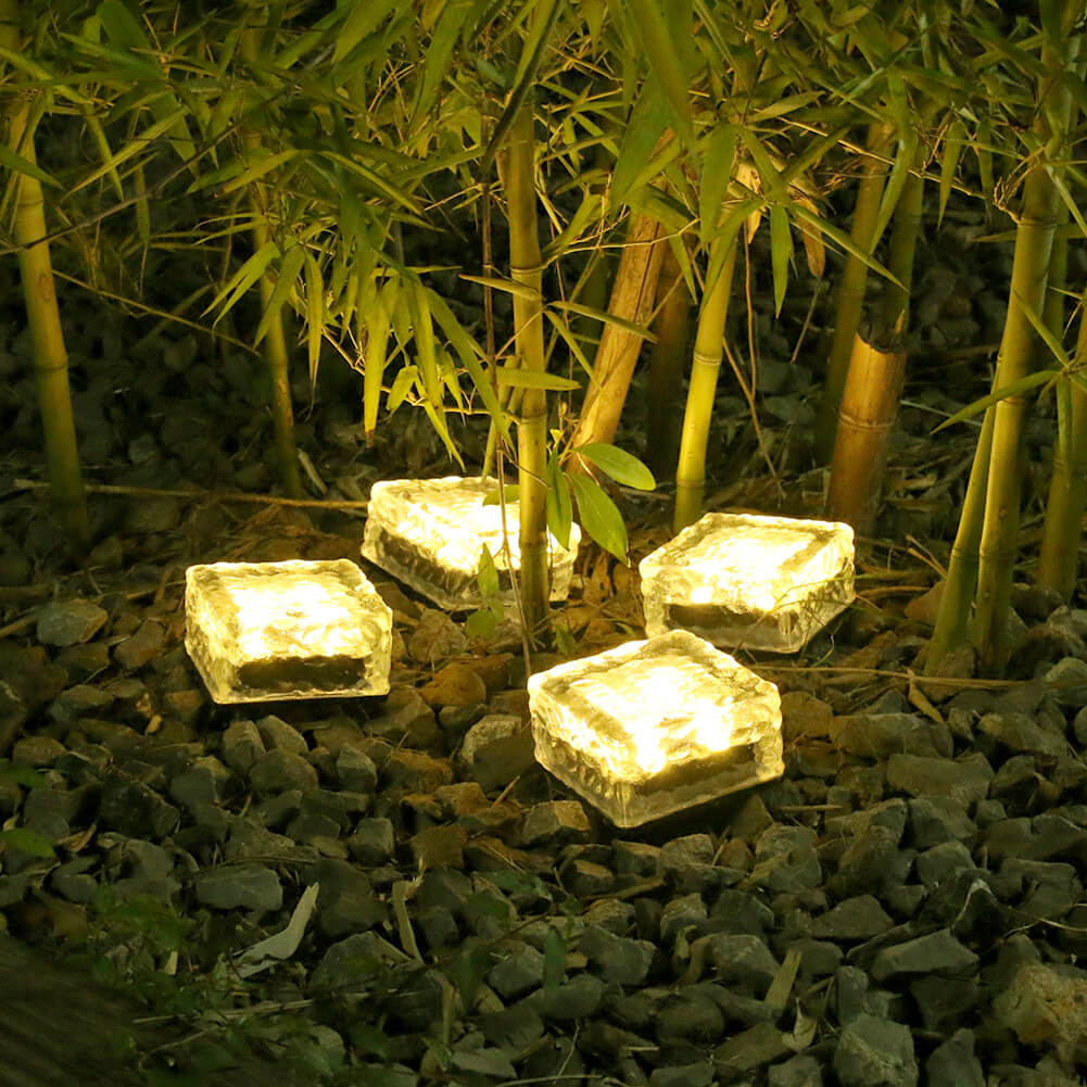 Solar-LED-Eisziegel Wasserdichtes Glas Bodenlicht Gartenlicht 
