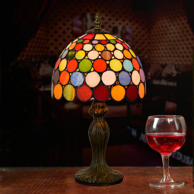 European Style Tiffany Stained Dot Glass 1-Light Table Lamp