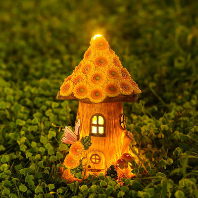 Solar Resin Tree House Outdoor LED Decorative Garden Light