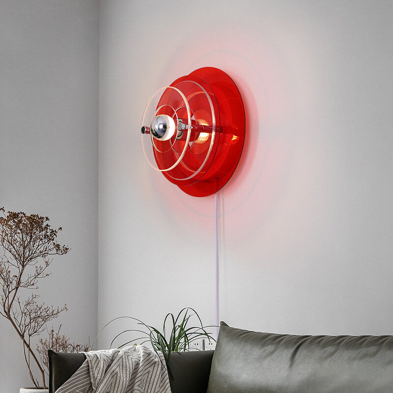 Lampe murale moderne en acrylique à 1 lumière avec ombre ronde teintée 