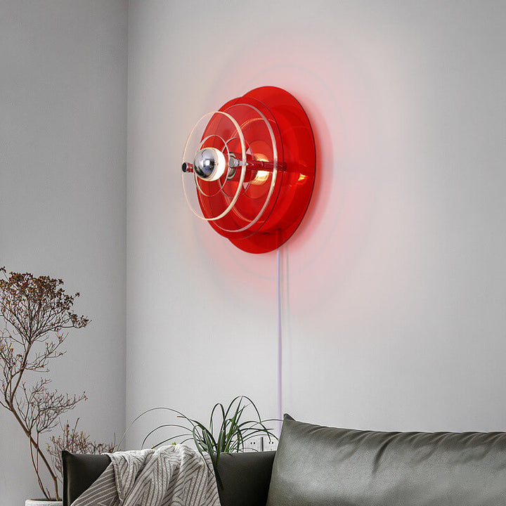 Lampe murale moderne en acrylique à 1 lumière avec ombre ronde teintée 