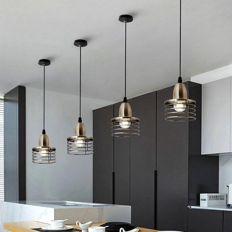 Industrial Vintage Iron Spring 1-Light Pendant Light