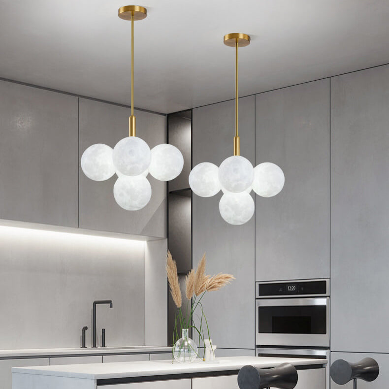 Nordic 3D Moon Planet 5/13 Light Chandelier