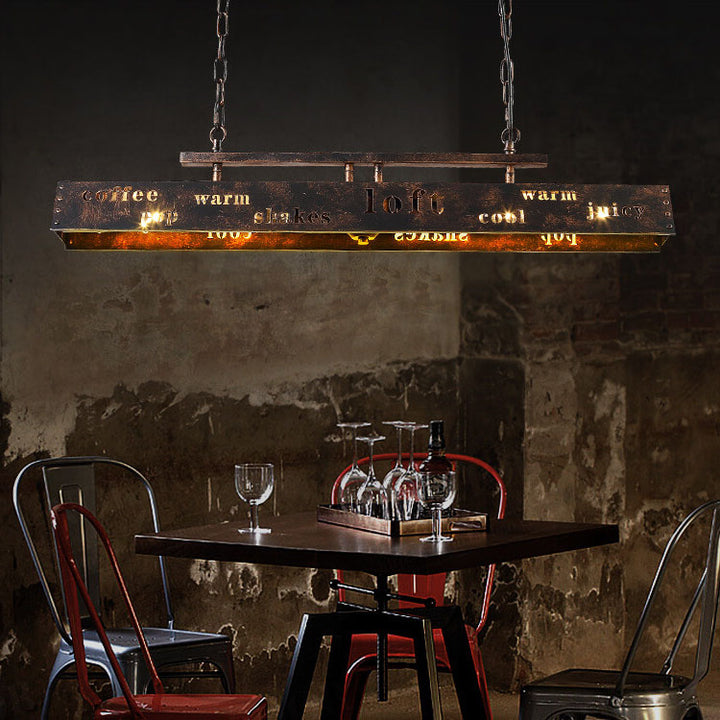 Industrielle Vintage Eisen Rechteckige 2-Licht Kronleuchter 