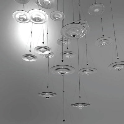 Minimalist Halo Clear Glass Round Drop LED Pendant Light