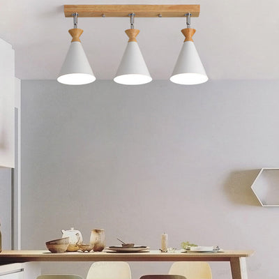 Macaron Cone Shade 3-Light Semi-Flush Mount Ceiling Light