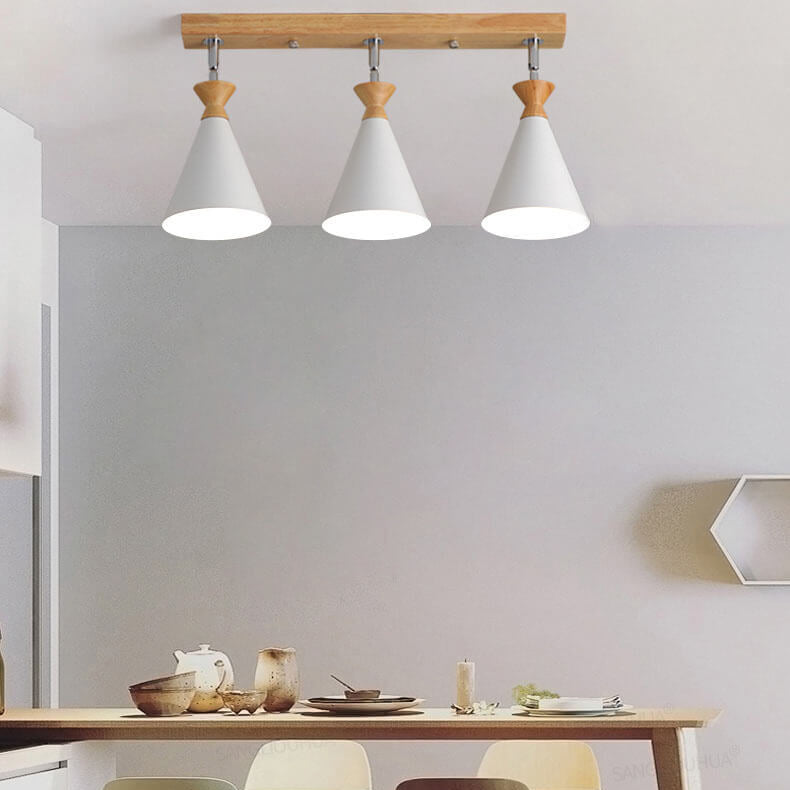 Macaron Cone Shade 3-Light Semi-Flush Mount Ceiling Light