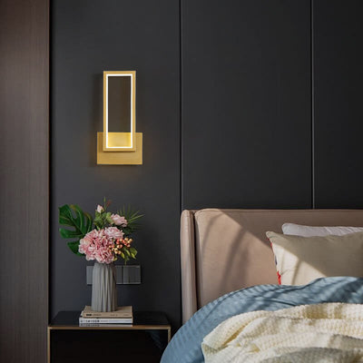 Modern Minimalist Gold Rectangular 1-Light LED Wall Sconce Lamp