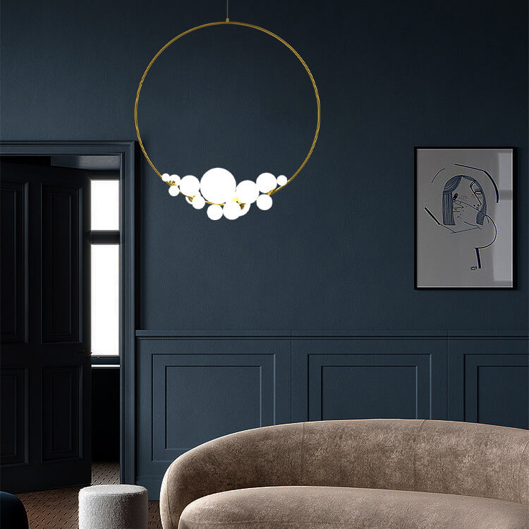 Moderne Minimalistische Kreis Glas Kugel LED Kronleuchter 