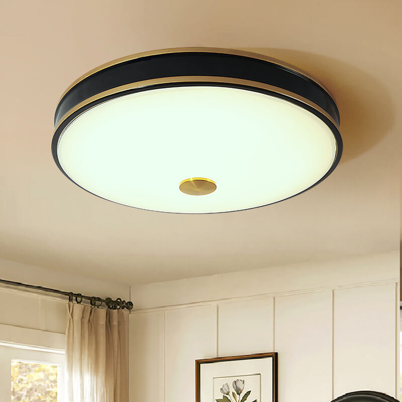 Retro Round Circle Iron  1-Light LED Flush Mount Ceiling Light