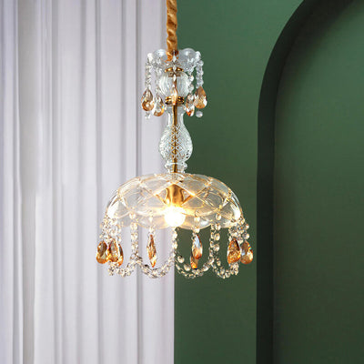 Moderne Luxus Kristall Hängedome 1-Licht Pendelleuchte 