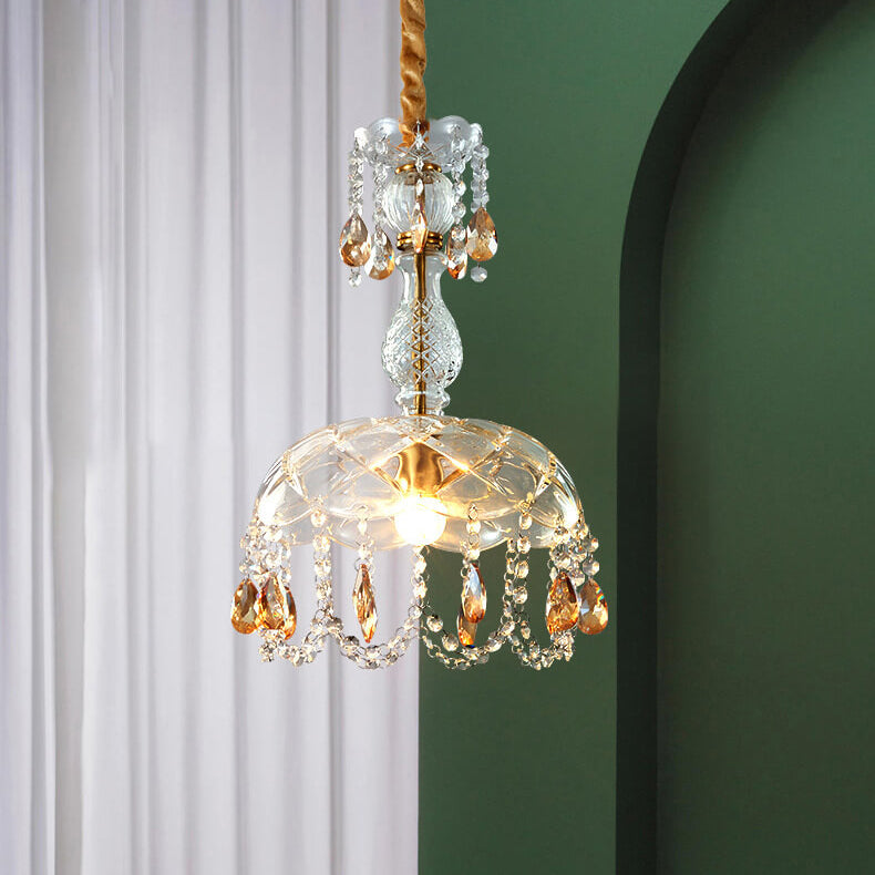 Moderne Luxus Kristall Hängedome 1-Licht Pendelleuchte 