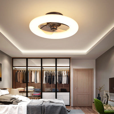Modern Creative Circle LED Semi-Flush Mount Ceiling Fan Light