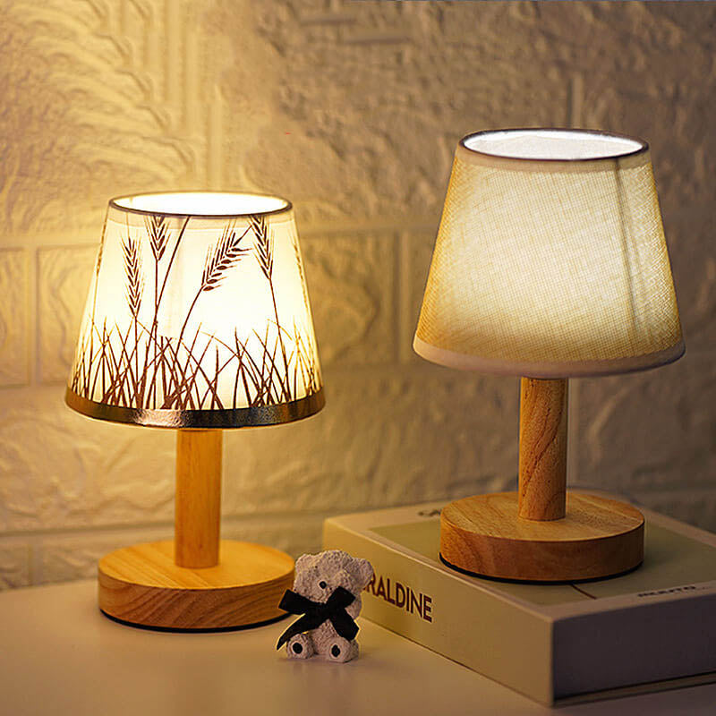 Vintage Linen Drum Shade 1-Light LED Table Lamp